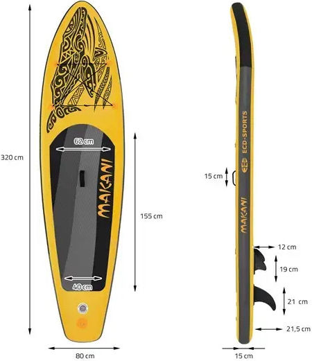 ECD Germany Makani Inflatable SUP Board with Length 3.2m Yellow