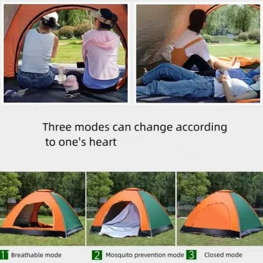 Cort De Camping Igloo Portocaliu Pentru 4 Persoane 200x200x135 Cm