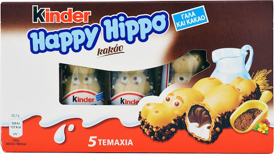 Kinder Γκοφρετάκι Cacao Happy Hippo Kinder (5 τεμ)
