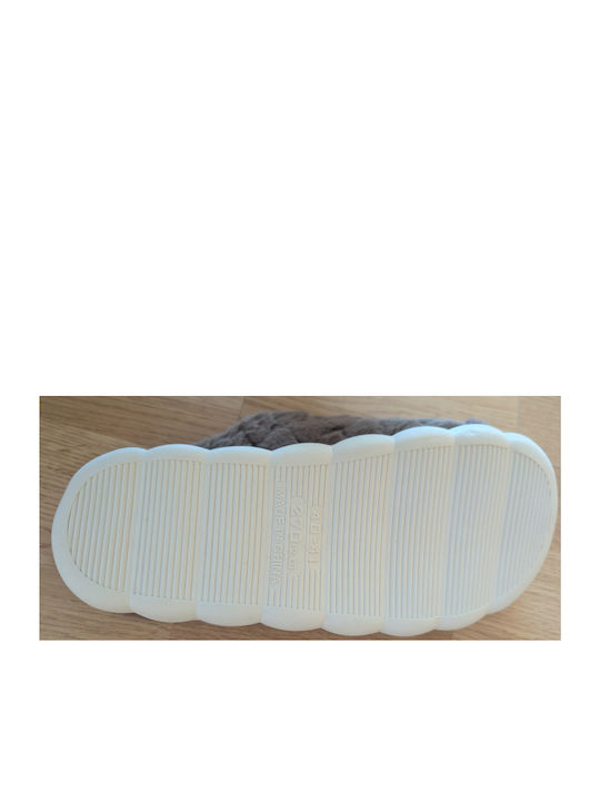Winter Women's Slippers with Fur Brown