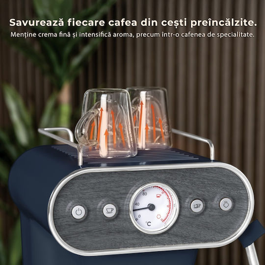 Berlinger Haus Μηχανή Espresso 950W Πίεσης 20bar Μπλε BH-9858