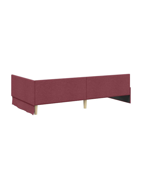 Pat Single Tapițat cu Material Gri cu Plăci pentru Saltea 100x200cm