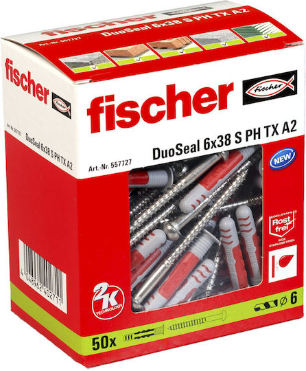 fischer Screw Torx Inox with Diameter M6 and Length 38mm 50pcs