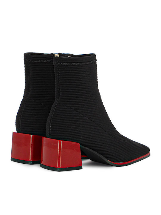 Ghete Dama Ankle Boots cu Toc Mediu Negre