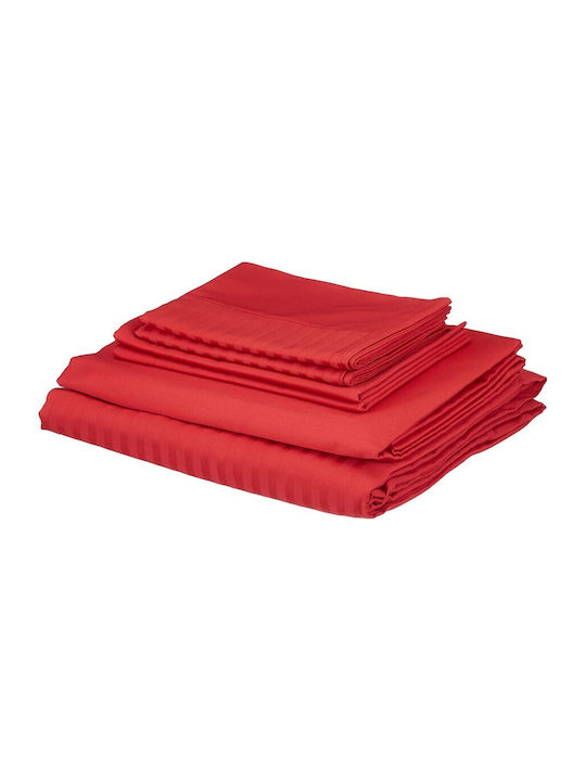 Tac Set Husă de Pilotă Dublă cu 4 Fețe de Pernă & 1 Cearsaf 200x220 Red Stripe