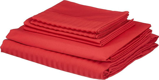 Tac Set Huse Pentru Pilote 200x220cm Dublă Cu 4 Fețe De Pernă & 1 Cearșaf Red Stripe