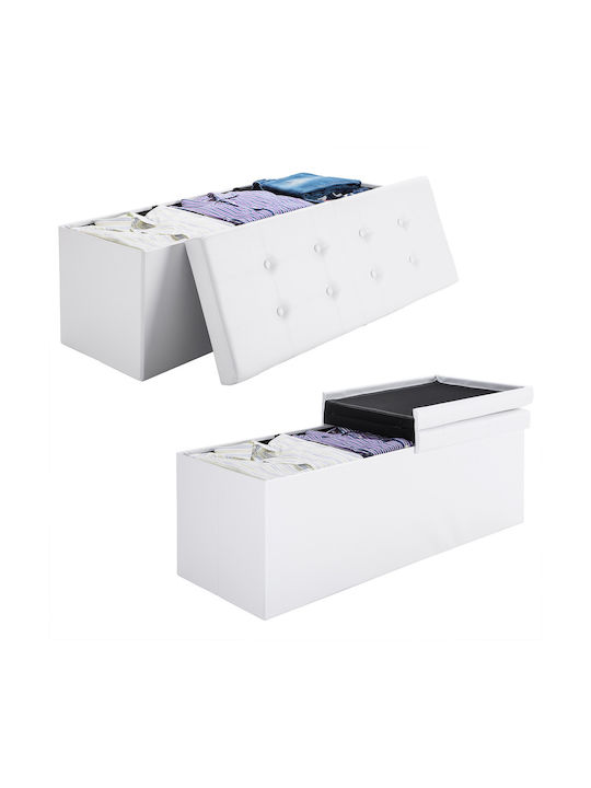 Suport Pentru Picioare Cu Spațiu De Depozitare Din Lemn Alb 80x40x40cm