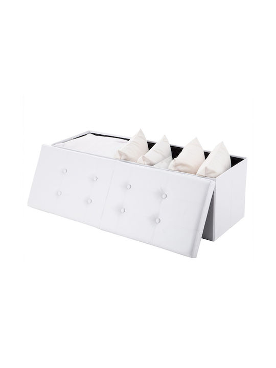 Suport Pentru Picioare Cu Spațiu De Depozitare Din Lemn Alb 80x40x40cm