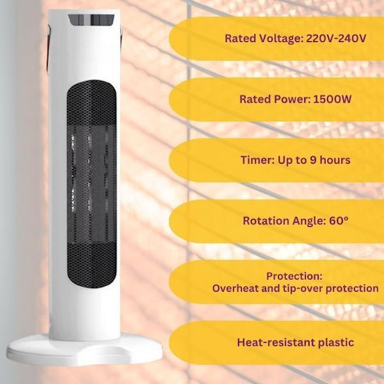 Fan Heater Room Floor Negru 1500W