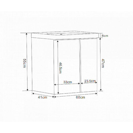 Inter Ceramic Waschtisch mit Waschbecken L60xB41xH50cm Weiß