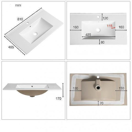 Inter Ceramic Шкаф със Мивка Д80xШ45xВ45см Бял