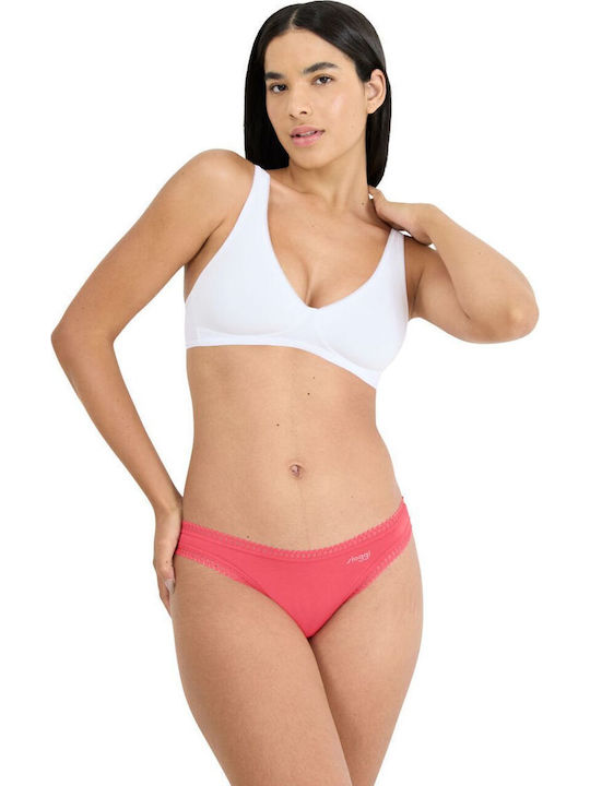 Sloggi Βαμβακερά Women's String 3Pack Salmon, Coral, Printed