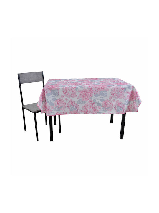 Ankor Tablecloth Stain Resistant Pink With Grey Flowers 140x220cm