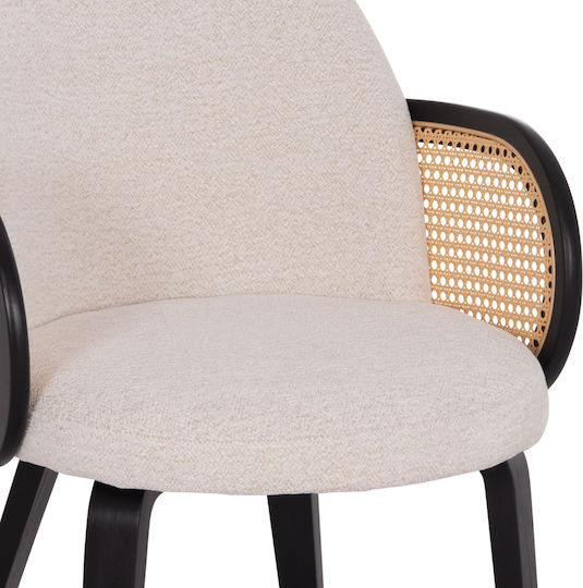 Becker Dining Room Fabric Armchair Black-ecru 54x62x79cm