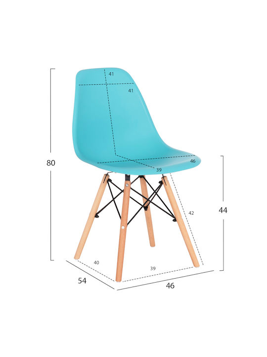Twist Twist Dining Room Wooden Chair Turquoise 46x50x82cm