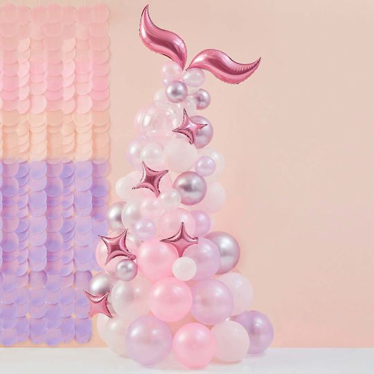 Composition with 80 Balloons Foil Pink 25.4cm
