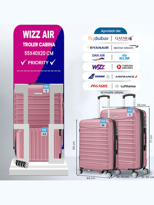 Quasar Valize de Călătorie Dure Powder Pink cu 4 roți Set 4buc