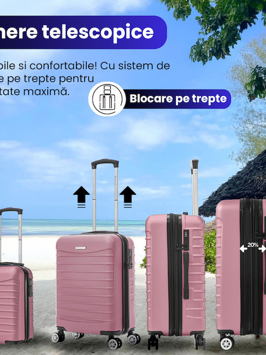 Quasar Valize de Călătorie Dure Powder Pink cu 4 roți Set 4buc