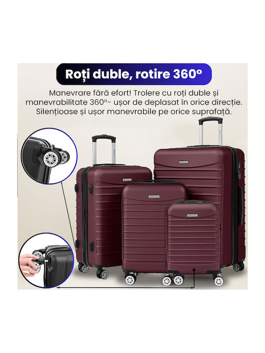 Quasar Valize de Călătorie Dure Burgundia cu 4 roți Set 4buc