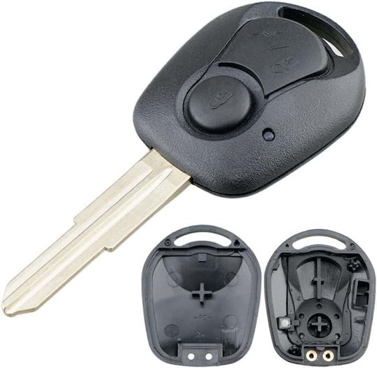 Techstar Car Key Case Compatible With Ssangyong Actyon Kyron Rexton SUV Ssy3 Blade Screw 1 Button