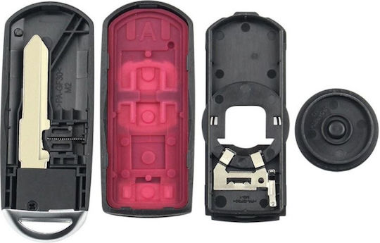 Techstar Husă Cheie Auto Compatibilă Mazda 2 3 5 6 CX-3 CX-5 CX-7 CX-9 Lamă Cu Șanț Dreapta 3 Butoane