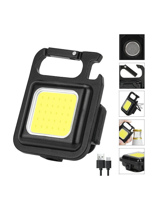 Mini Rechargeable COB Flashlight Keychain Waterproof Portable 400 Lumens