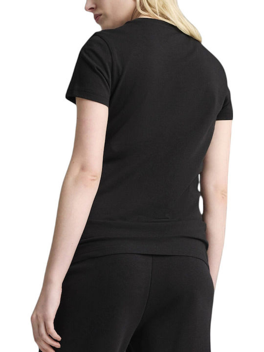 PUMA Women's Athletic T-shirt Black, Metallic Silver