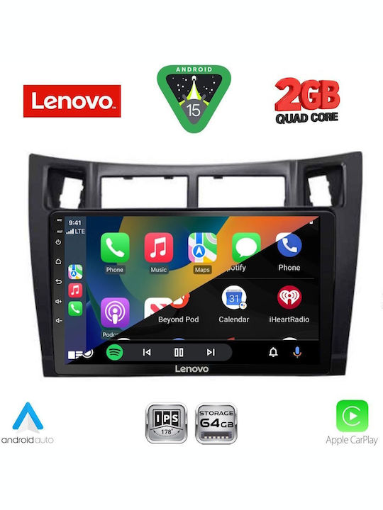 Lenovo Ηχοσύστημα Αυτοκινήτου για Toyota Yaris 2006-2011 (Bluetooth/USB/WiFi/GPS/Apple-Carplay/Android-Auto) με Οθόνη Αφής 9"