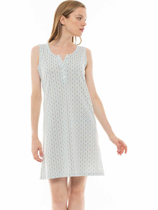 Pink Label Καλοκαιρινό Γυναικείο Νυχτικό Nightgown Aqua Geo