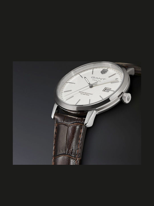 Gant Prestige Ανδρικό Ρολόι Μπαταρίας με Καφέ Δερμάτινο Λουράκι