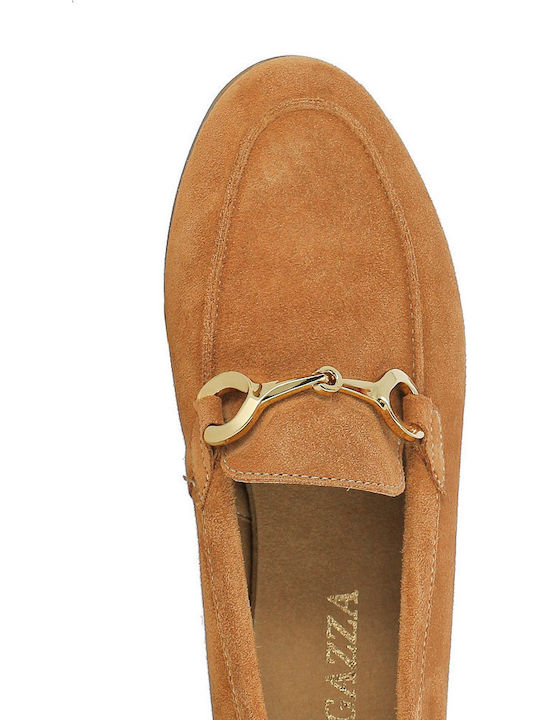 Leather Women's Moccasins in Tabac Brown Color