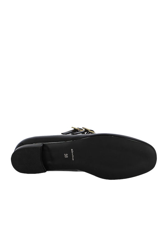 Lederne Damen Ballerinas in Schwarz Farbe