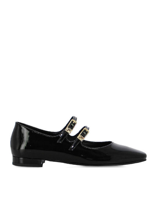 Lederne Damen Ballerinas in Schwarz Farbe