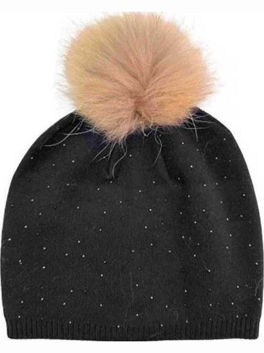 Set with Beanie Knitted in Black color