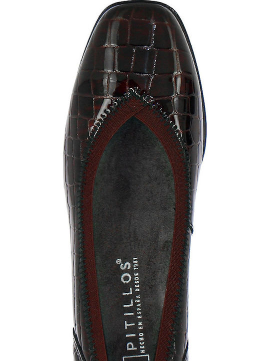 Leder Pumps mit mittelhohem Absatz Burgundisch
