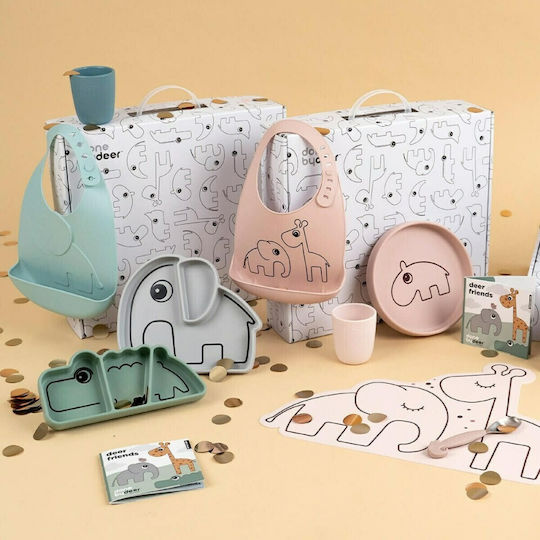 Done by Deer Friends Feeding Set Made of Blue Silicone 3 Pieces
