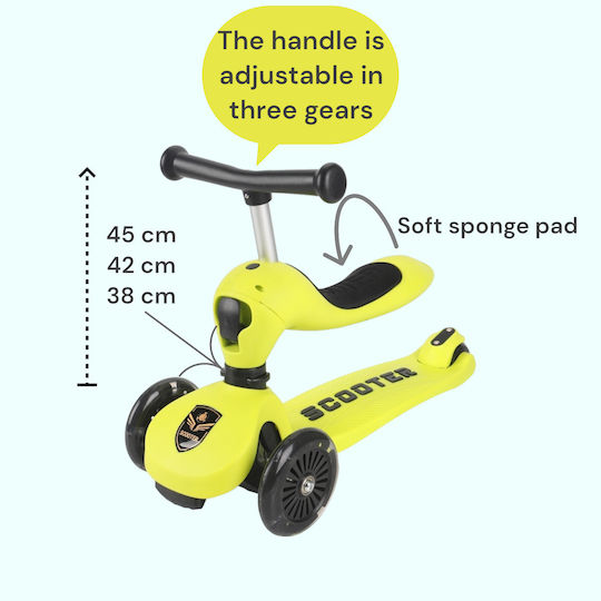 Kinderroller 3-Rad mit Sitz für 18 Monate Gelb