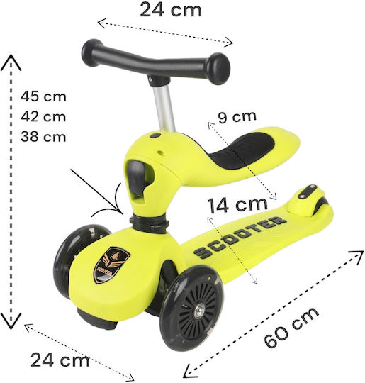 Kinderroller 3-Rad mit Sitz für 18 Monate Gelb