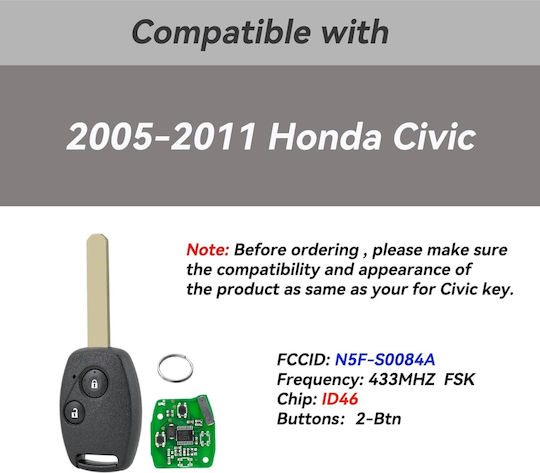 Cheie Auto pentru Honda Civic / Conformitate / CR-V - Comerț electronic / Odiseea / Pilot / Jazz
