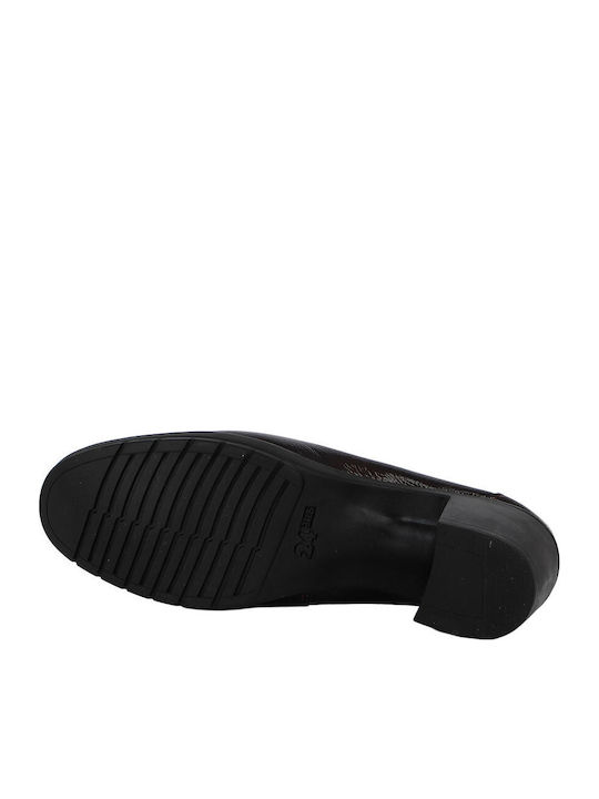 Leder Pumps mit mittelhohem Absatz Burgundisch