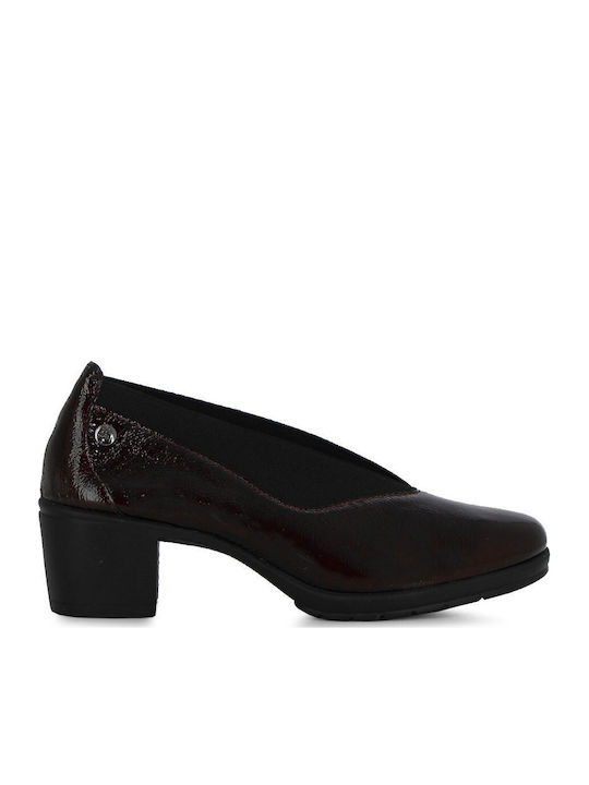 Leder Pumps mit mittelhohem Absatz Burgundisch
