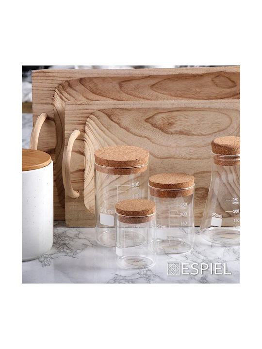 Espiel Glass Sugar Jar with Cork White 500ml 1 Piece