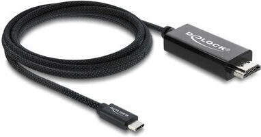 DeLock HDMI 2.0 Premium High Speed 4K 60Hz HDR Braided HDMI Cable HDMI Male - USB-C Male 2m Black