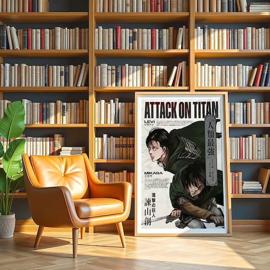 Poster Attack On Titan Levi & Mikasa Ackermann An131 21cm X 30cm White Frame PVC