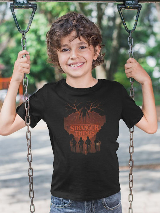 Kinder-T-Shirt Black Stranger Things