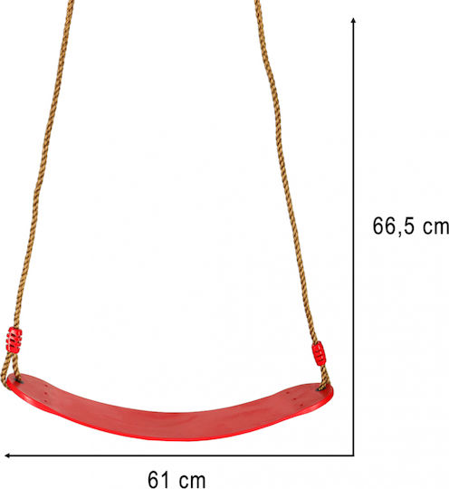 ikonka Hanging Plastic Kids Swing 106x106x106cm for 6+ Years Red