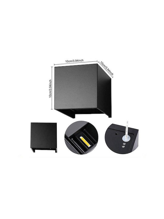Lumină de exterior montată pe perete LED IP65 6W cu Alb Rece Lumină 10x10x10εκ.