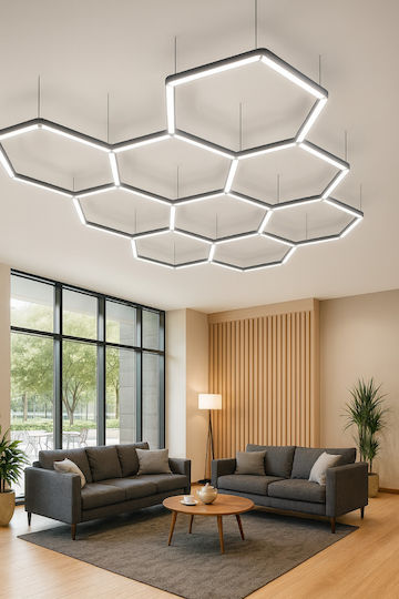 Lustră Decorativă Hexagon Alb