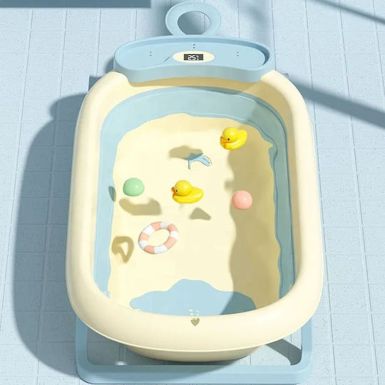 Little Mom Faltbare Babybadewanne mit Thermometer Gelb