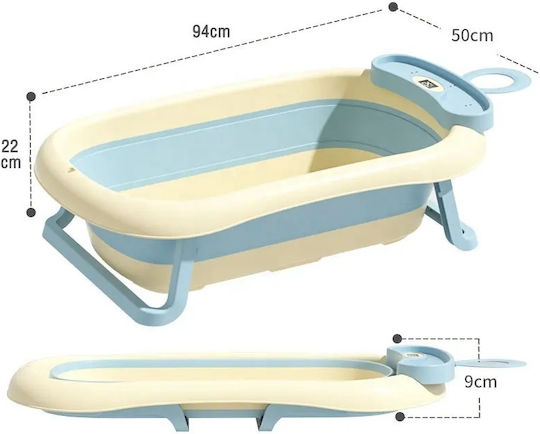 Little Mom Faltbare Babybadewanne mit Thermometer Gelb